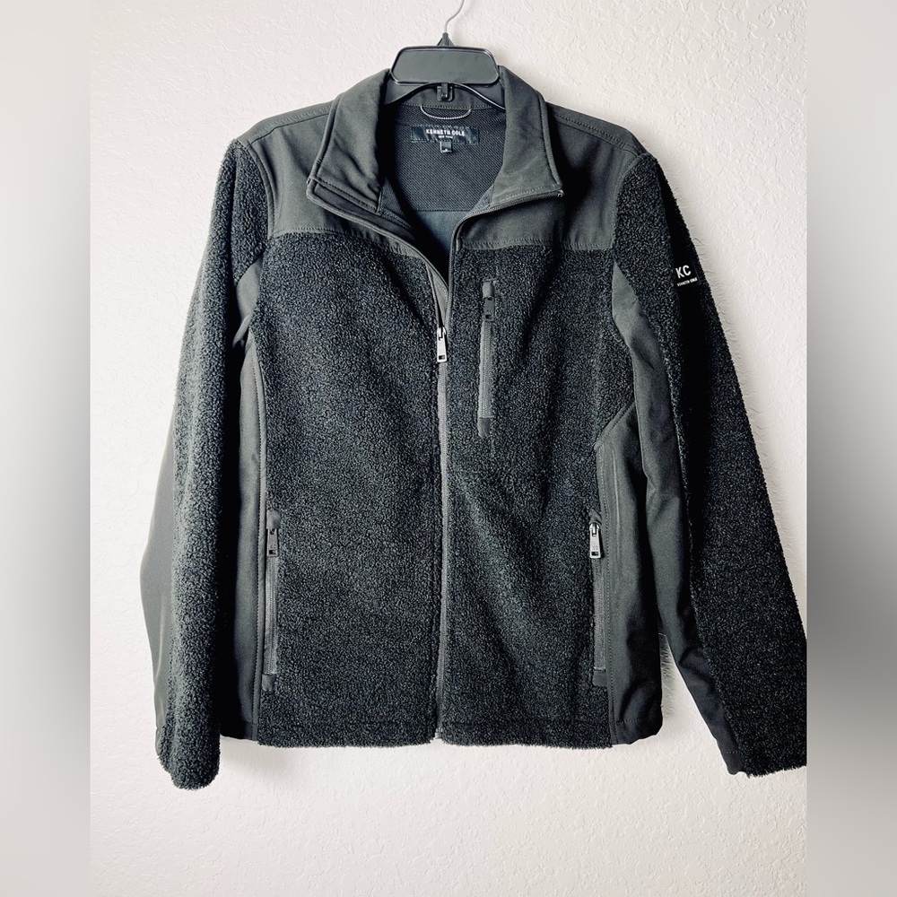 Kenneth Cole Mens Jacket Black Zip Up Denali Fleece Size Small Layering Heavy
